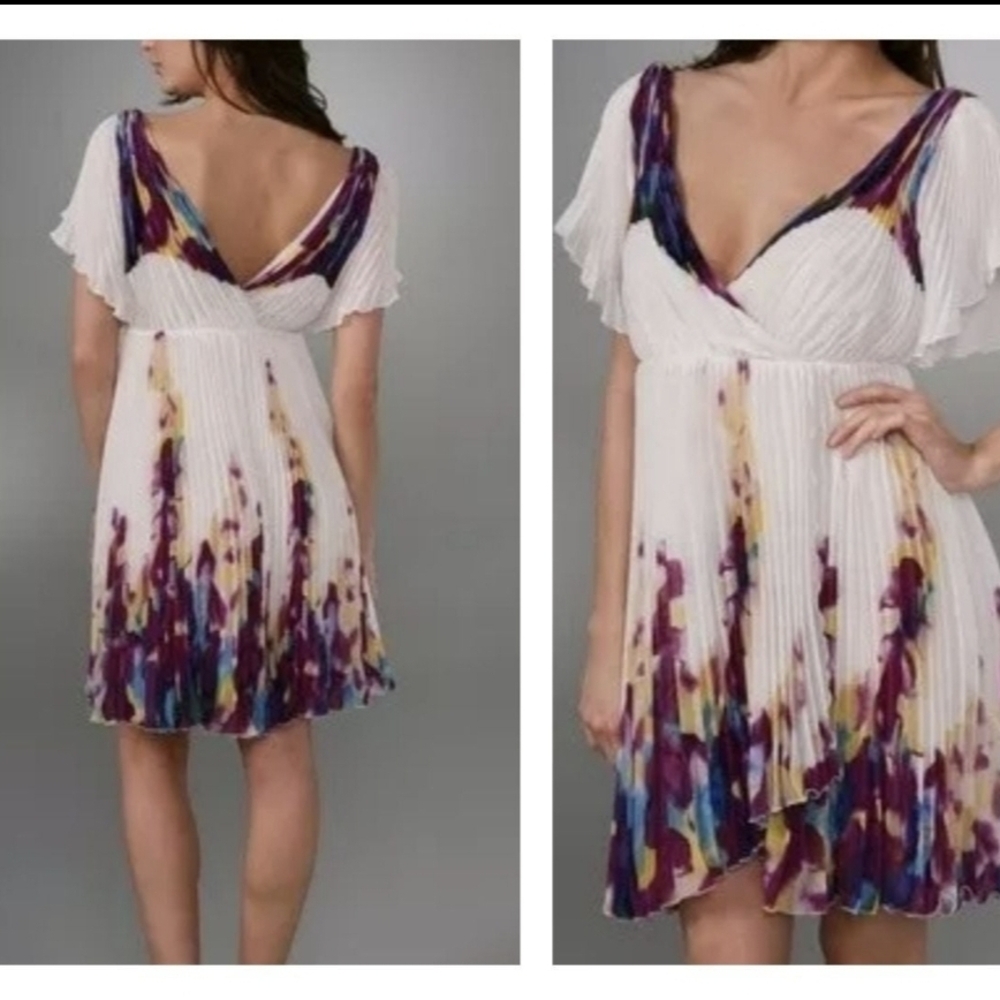 DVF  Dagny Crocus Dream Pleated Cocktail Dress